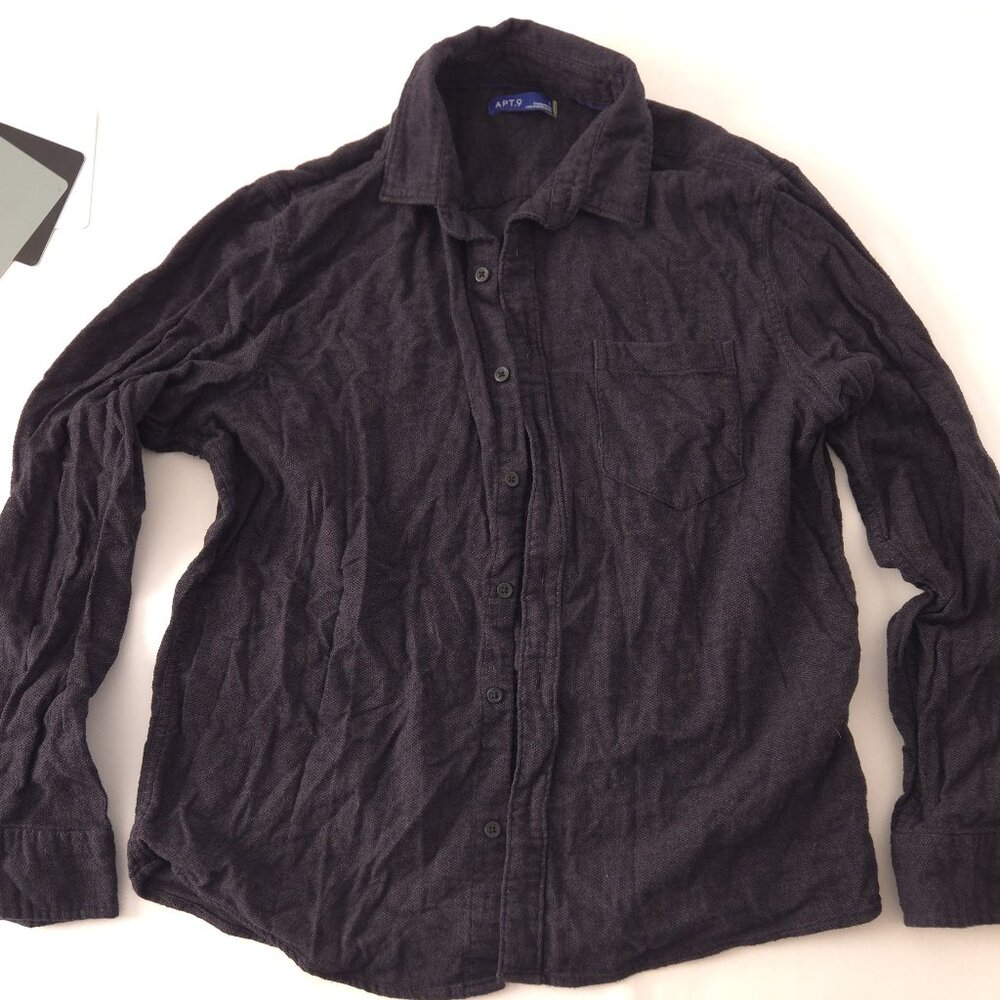 Apt 9 Soft Wash Cotton Men's Button Down Shirt in Black Large